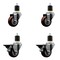 Service Caster 3'' Maroon Poly Wheel Swivel 1-7/8'' Expanding Stem Caster Set 2 Brakes, 4PK SCC-EX20S314-PPUB-MRN-2-PLB-2-178 - alternate 1